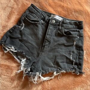 RSQ Black Jean Shorts Distressed Frayed Hem